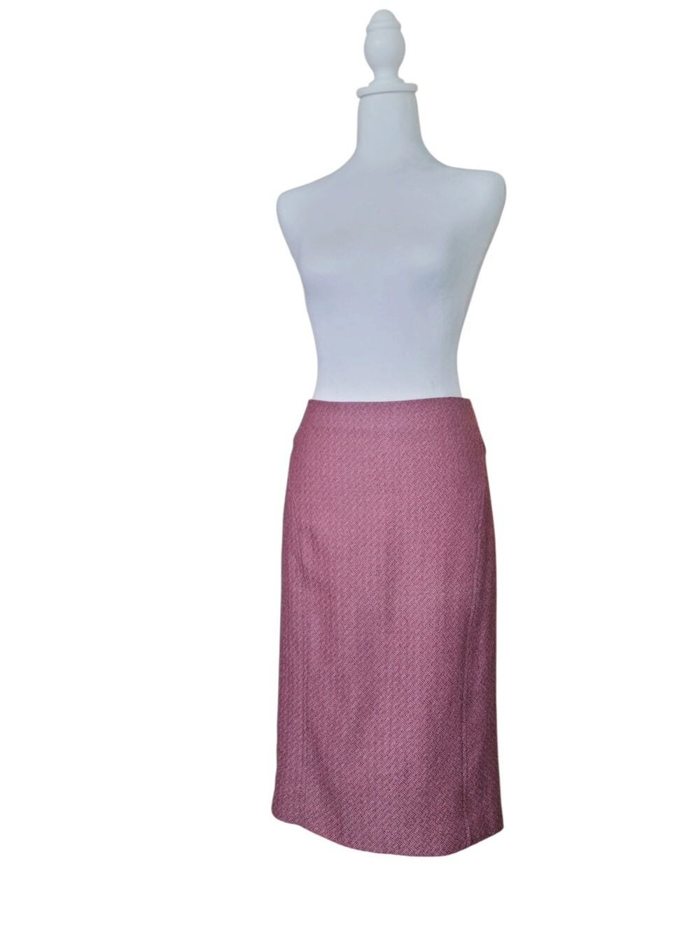 Vintage Teenflo 100% Wool Jacquard Textured Pencil Skirt Mauve Size 4